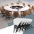 JNMDLAKO Conference Table, Round | Rectangular Training Table, Mobile Modular Meeting Room Table with Locking Wheels, Flip Top Small Conference Table for School, Library, Seminar Room35.4in