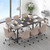 Giantex 6FT Conference Table with Power Outlets, Large Rectangle Meeting Table for 6-8 People, Modern Seminar Boardroom Table w/Stable Metal Frame, Computer Desk for Office Conference (Black,1)