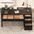 GAOMON 54.5in Wooden Executive Desk with Drawers, Office Desk Computer Table with Charging Station, Farmhouse Home Office Desk with File Cabinet Storage, for Study and Home Office, Rustic Black