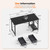 Sweetcrispy 47 Inch Computer Desk with Drawers for Home Office, Writing Desk with X-Shaped Reinforcement, Wood Table with Adjustable Position Drawers, Modern Study Work Table with Side Hook, Black