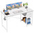 Sweetcrispy 47 Inch Computer Desk with Drawers, Home Office Gaming Desk with X-Shaped Reinforcement, Modern Wood Study Work Table with Side Hook, White