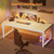 Mericonia 48 Inch Computer Desk, 1" Thick Heavy Duty Industrial Office Desk, Modern Simple Study Writing Table for Home Office Bedroom Workstation, Oak
