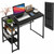 GarveeHome 38.6 inch Folding Desk Writing Computer Desk with Storage Shelf,Spaces Saving Writing Sturdy Table No Assembly,for for Bedroom, Home Office, Dorm, Apartment, Black