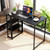 GarveeHome 38.6 inch Folding Desk Writing Computer Desk with Storage Shelf,Spaces Saving Writing Sturdy Table No Assembly,for for Bedroom, Home Office, Dorm, Apartment, Black