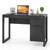 Tangkula Computer Desk with Storage Cabinet & Drawer, White Wooden Home Office Desk, PC Laptop Workstation Study Writing Desk with Smooth Surface, Ideal for Home Office (Black)
