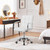 Yaheetech White Office Chair with Wheels and Armrests, Modern PU Leather Desk Chair, Mid-Back Adjustable Executive Chair, 360° Swivel