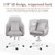 HDHNBA Mid Back Velvet Vanity Chair Swivel Rolling Desk Chair with Wheels, Modern Upholstered Makeup Chair for Women Girls, Computer Task Chair for Bedroom Living Room Office, Gray