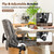 ZZWHOM Criss Cross Chair with Wheels & Flip Arms, Wide Cross Legged Office Chair with Adjustable Tilt Criss-Cross Desk Chair with Lumbar Support for Home Office, Bedroom, Apartment Gray