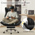 Ergonomic Cross Legged Office Chair with Footrest,Big and Tall Leather Executive Chair with Reversible Armrest,Lumbar Pillow and Wheels,155° Reclining Computer Wide Desk Chair for Home,Office (Black)