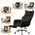 Ergonomic Cross Legged Office Chair with Footrest,Big and Tall Leather Executive Chair with Reversible Armrest,Lumbar Pillow and Wheels,155° Reclining Computer Wide Desk Chair for Home,Office (Black)