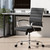 LANDSUN Home Office Chair Mid Back Desk Chair PU Leather Ribbed Executive Swivel Computer Chair with Wheels and Armrests Soft Padded Adjustable Height Conference Task Black