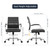 LANDSUN Home Office Chair Mid Back Desk Chair PU Leather Ribbed Executive Swivel Computer Chair with Wheels and Armrests Soft Padded Adjustable Height Conference Task Black
