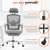 Sweetcrispy Office Computer Desk Chair Set of 2, Ergonomic High-Back Mesh Rolling Work Swivel Chairs with Wheels, Comfortable Lumbar Support, Comfy Arms for Home, Bedroom, Study, Student, Light Grey