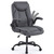 YFO Leather Office Chair, Ergonomic Home Office Desk Chair, Back Support Swivel Executive Office Chair with Wheels and Flip-Up Armrests, Small Gaming Chair with Adjustable Rocking Function, Grey