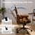 HomeZeer Brown Office Chair with Memory Foam Cushion, Fabric Office Chair with Wheels and Arms, Mid Century Modern Desk Chair with Adjustable Height and Granular Linen