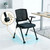 LDIW 2 Pack Folding Office Chair with Wheels, Stackable Conference Room Chairs with Armrests, Rolling Meeting Chair with Flip Up Seat for Guest Training & Seminars, 458 Lbs Capacity (2, with Wheels)