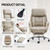 EMIAH Office Chair with Foot Rest, Ergonomic Executive Office Chair with Arms, Reclining High Back PU Leather Comfy Swivel Computer Desk Chairs with Wheels and Lumbar Support for Home Office, Beige