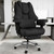 400lbs Big and Tall Office Chair, Wide Ergonomic Leather Executive Chair for Heavy People with Foot Rest, High-Back Reclining Computer Chair with Swivel Wheels and Lumbar Support (Black)