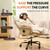 FLEXISPOT Ergonomic Office Chair with Footrest High Back Computer Desk Chairs Indoor Lounge Chair with Wheels 90-165° Reclining Lumbar Support, Chairs for Working Relaxing Cross Legged, Leather, White