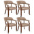 LEEMTORIG Set of 4 Dining Chairs with Casters and Arms, Rolling Dining Chairs with Wheels for Elderly, Ergonomic Wide Seat Wood Office Chair, 26" Dx25.2 W, Cherry Legs&Yellow Brown Fabric SY-1533-LT