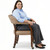 LEEMTORIG Set of 4 Dining Chairs with Casters and Arms, Rolling Dining Chairs with Wheels for Elderly, Ergonomic Wide Seat Wood Office Chair, 26" Dx25.2 W, Cherry Legs&Yellow Brown Fabric SY-1533-LT