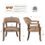LEEMTORIG Set of 4 Dining Chairs with Casters and Arms, Rolling Dining Chairs with Wheels for Elderly, Ergonomic Wide Seat Wood Office Chair, 26" Dx25.2 W, Cherry Legs&Yellow Brown Fabric SY-1533-LT