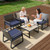 Moouhgsa 22x22 inch Outdoor Chair Cushions Set of 4,Navy Blue Patio Chair Cushion with Handle and Ties,Water-Resistant High Density Foam Outdoor Seat Cushion with Removable Cover,4" Thick