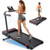 Foldable Walking Pad with 0-15% 9-Levels Auto Incline and Handle Bar, Under Desk Treadmill with 300LBS Weight Capacity, 3.0HP Quiet Treadmills for Home with Speaker, APP & Remote Control - Red