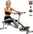Rowing Machines for Home Foldable,Indoor Fitness Hydraulic Rowing Machine,300LBS Weight Capacity with 12 Levels of Adjustable Resistance,LCD Display for Real-time Recording,Dual Tracks for Quieter