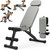 XDDIAS Workout Bench, 10 Backrests Adjustable Weight Bench with Extended Headrest, 800LBS Foldable Weight Bench for Home Gym, Incline Decline Flat Bench Compact for Small Space Training, Gray
