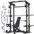 Major Fitness Drone3 Smith Machine with Weight Bench, All-in-One Home Gym Squat Rack with Cable Crossover & Pull-Up Station, Heavy-Duty Full-Body Workout for Strength Training, Black
