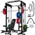 JELENS C21 Power Cage, 2000LBS Multi-Function Power Rack with Independent Dual Pulley System, All-in-One Squat Rack for Cable Crossover, Home Gym Workout Machine (370LBS Colored Weights Package)