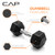CAP 210 lb Rubber Coated Hex Dumbbell Set with Vertical Rack, Space-Saving Storage for Home Gym Strength Training, Chrome Handle, Silver Rack