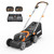 WORX Cordless Lawn Mower, 14" Electric Mower with Brushless Motor, Lightweight Push Lawn Mower with 6-Position Height Adjustment for Small Yards, 2 Batteries & Charger Included, WG735