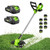 21V Weed Wacker Cordless & Lawn Edger, 9000RPM Electric Weed Eater with 2x2.0Ah Battery, 12" Auto Line Feed String Trimmer with 8 Pcs Spools, Lightweight Edger Lawn Tool for Yard, Green
