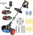 Electric Weed Wacker Cordless with Wheels,21V Battery Powered Weed Wacker 3-in-1 Grass Trimmer/Brush Cutter/Edger, 2pcs Batteries&4 Types Blades, Lightweight, Low Noise for Thick Weeds&Yard Garden