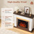 44 Inch Electric Fireplace Mantel with LED Farmhouse TV Stand, Stacked Stone Surround, 23" Insert, Freestanding Entertainment Center
