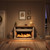 QUW Fireplace TV Stand for TVs up to 65", Farmhouse 52" Fireplace Entertainment Center with 36" 3-Side Glass Electric Fireplace