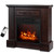 COSTWAY 32-inch Electric Fireplace with Mantel, 1400W Freestanding Fireplace Heater with Remote Control, Thermostat, 6H Timer