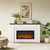 Bowery Hill 67.25" Freestanding Electric Fireplace with Wood Mantel, Realistic Flame and Log Display, Replaceable Heater Insert, Remote Control