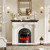 Electric Fireplace with Mantel, 53" Fireplace TV Stand with Mantel for Living Room, Farmhouse Entertainment Center with Storage
