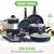 GreenLife 16 Piece Nonstick Cookware Set, Soft Grip Non-Toxic PFAS-Free Ceramic Pots & Pans
