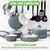 GreenLife 16 Piece Nonstick Cookware Set, Soft Grip Non-Toxic PFAS-Free Ceramic Pots & Pans