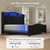 Belffin Queen Size Bed Frame and Headboard, 50.9" Velvet Upholstered Wingback Bedframe with LED Lights & Storage/Charging Station