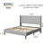King Size Bed Frame, Linen Upholstered Platform with Wingback Headboard, Wooden Slats Support, No Box Spring Needed
