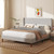 King Size Bed Frame, Linen Upholstered Platform with Wingback Headboard, Wooden Slats Support, No Box Spring Needed