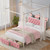 Keyluv Full Size Upholstered LED Canopy Bed Frame with Charging Station and Drawer, Button Tufted Crown Headboard with Storage Shelf