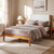 Merax Full Size Mid-Century Modern Platform Bed Frame with Fabric Upholstered Headboard, Solid Wood Slat Support, No Box Spring Needed, Noise-Free