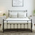 Golden Gate Beds Victorian Style Metal Platform Bed Frame with Antique Wrought Iron-Art Headboard and Footboard, Queen Size, Black Finish
