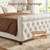 koorlian King Size Chenille Upholstered Platform Bed with Button-Tufted Wingback Headboard & Sleigh Footboard, No Box Spring Needed
